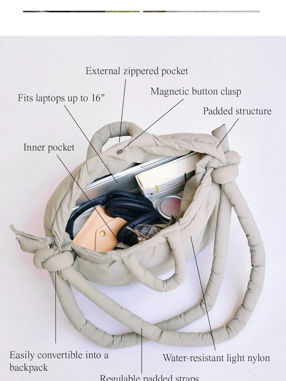 ÖLEND Grape Quilted Tote Bag - Picture 9 of 10
